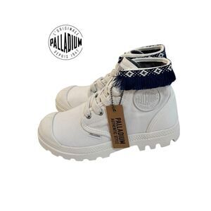 New Palladium Women’s Pampa Hi Star White Custom Canvas Boots 6.5